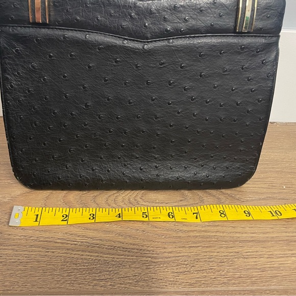 Vintage Ostrich Frame Bag Purse Black Gold Metalwork - Picture 7 of 8